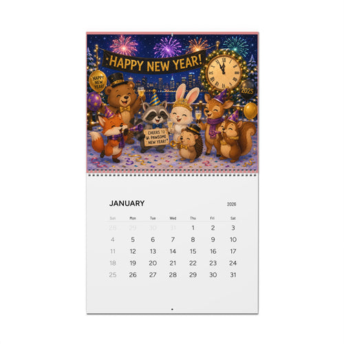 2026 Cute Cartoon Animals Wall Calendar — Monthly Illustrated Animal Scenes